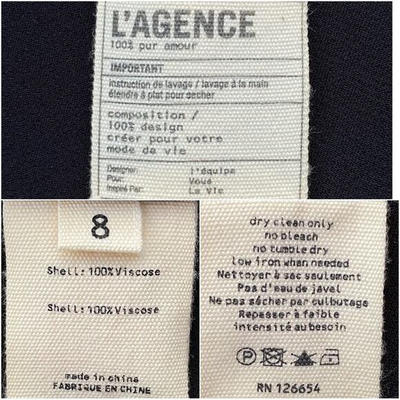 L'Agence Crepe Shift Dress Womens Size 8 Black Pockets V-Neck & Back Side Slits - Picture 14 of 14